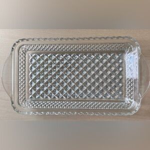 Vintage Anchor Hocking Wexford Cranberry Relish Serving Tray Dish Plate